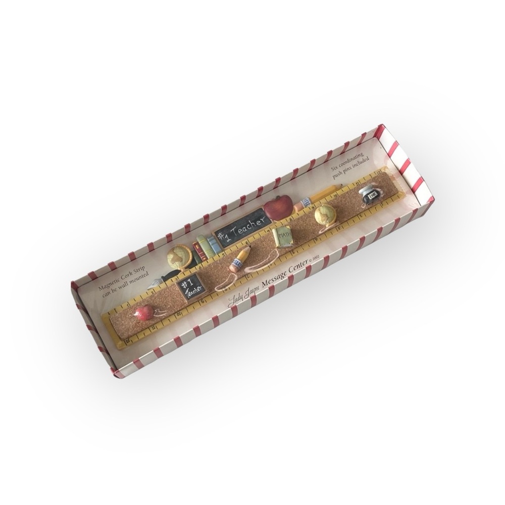 new Teacher Message Center  Cork Memo Strip + School Shaped Push Pins  Gift